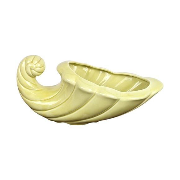 Vintage Yellow Ceramic Cornucopia Planter: Retro Home Decor - Picture 2 of 6